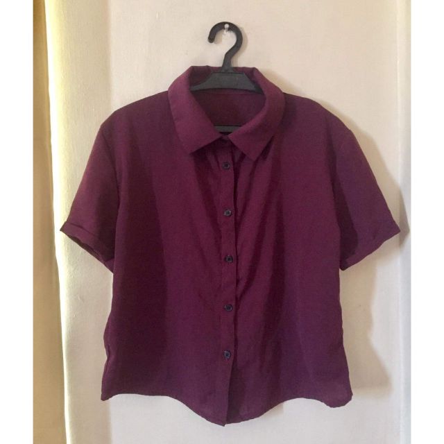Semi croptop Polo blouse (Preloved) | Shopee Philippines