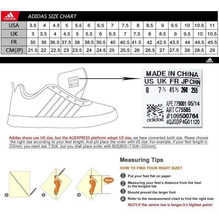adidas shoe size chart cm uk