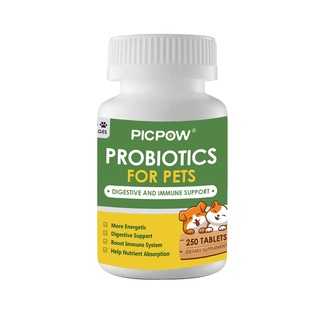 Picpow -Immune Supplement for Dogs Cats- with Digestive Prebiotics & Probiotics - 250 tablets