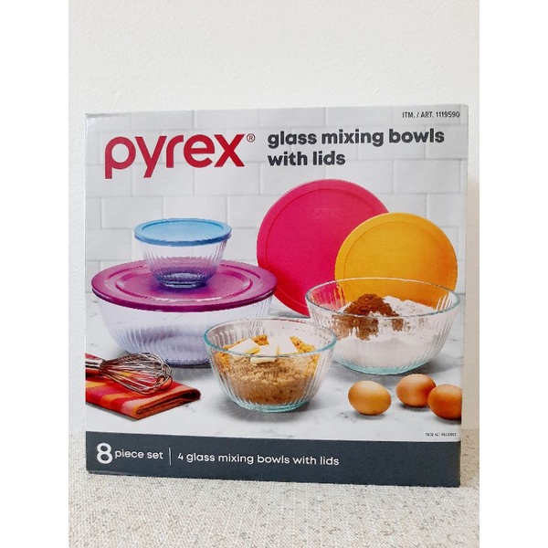 PYREX Glass Mixing Bowls with Lids 8 Piece Set Shopee Philippines