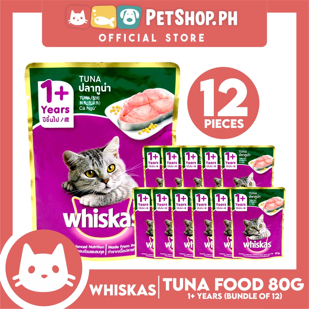 12pcs Whiskas Tuna Pouch Wet Cat Food 80g Tuna Flavourudfsd777 #1