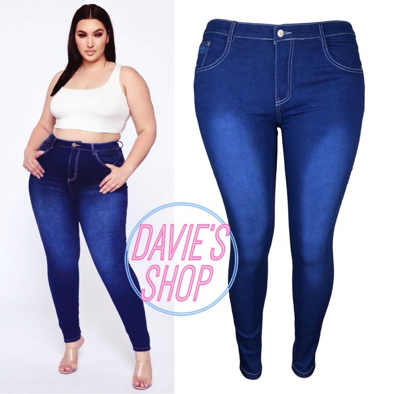 Super Sexy Royal Blue Plus Size Jeans Stretchable Denim High Waist Maong  Pants for Women | Shopee Philippines