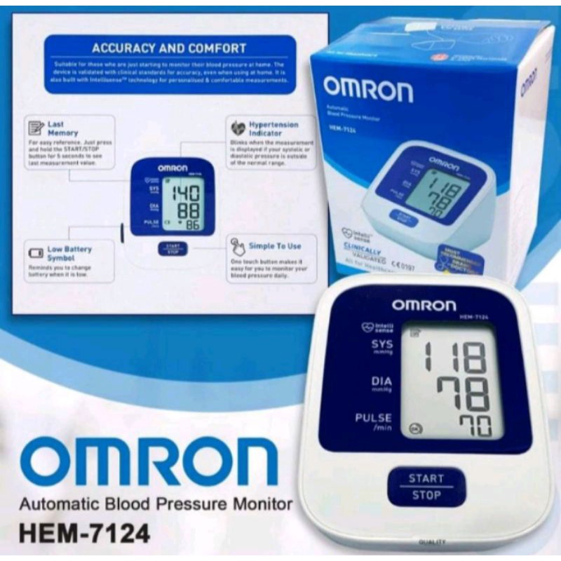 Omron HEM 7124 Digital Blood Pressure Monitor w/ FREE BATTERIES ...