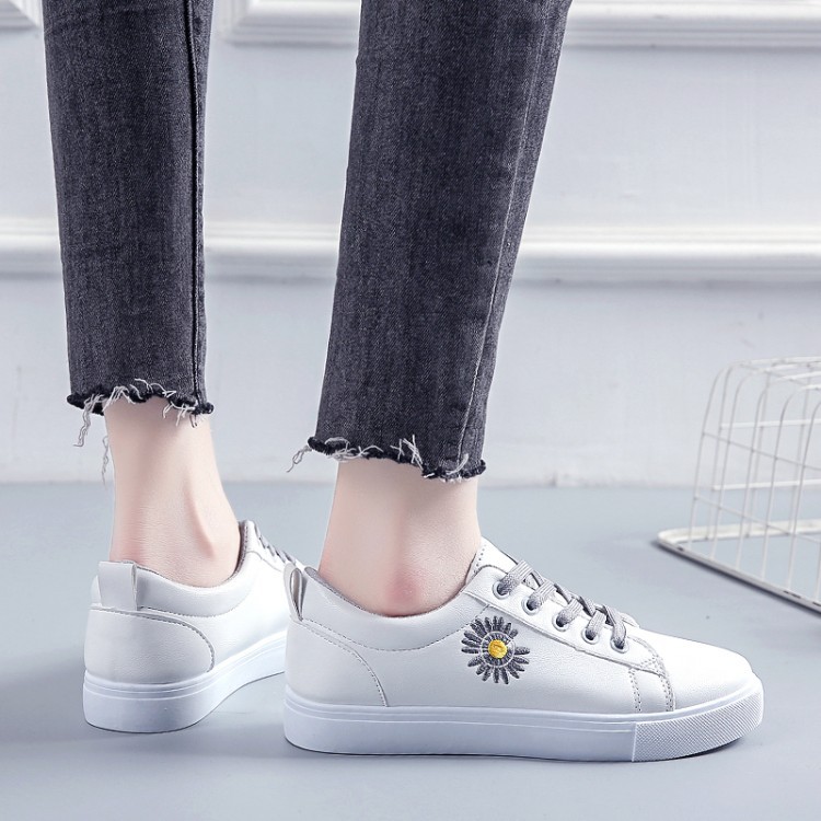 Bestseller Korea Daisy Embroidery Low Cut White Shoes Girls Fashion Flat Sneakers Shopee Philippines