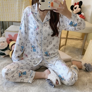 8 Designs Terno Pantulog Sleepwear White Mickey Silk Pajamas Long ...