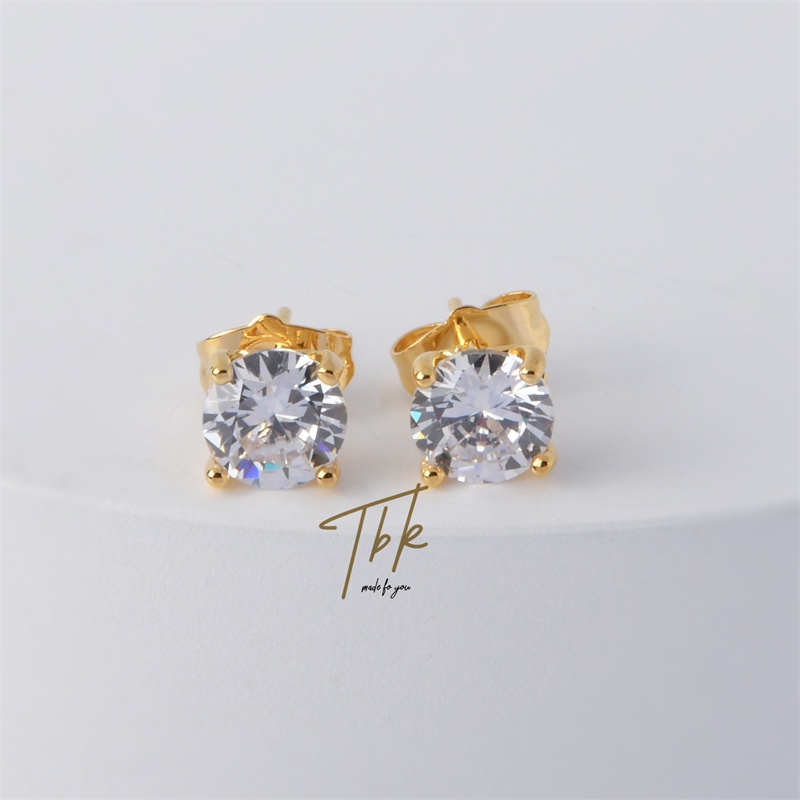 TBK 18K Gold Cubic Zirconia Stud Earrings Accessories For Women 687E ...