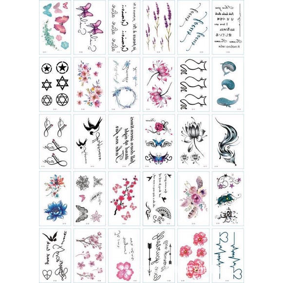 30pcs Waterproof Temporary Cute Tattoo Sticker Ins Fresh English Letter ...