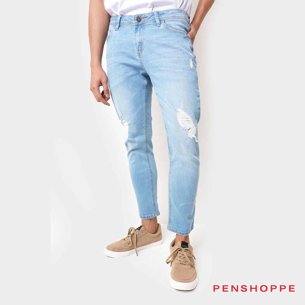 Super Skinny Cropped Jeans For (Light Blue) | Shopee Philippines