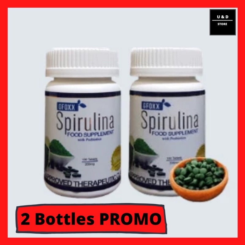 (2 Bottles) Original Gfoxx Spirulina + Probiotics Food supplement FDA