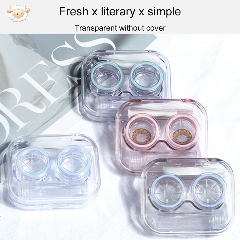 Contact Lens Case Transparent No Screw Cap Cute Portable Convenient