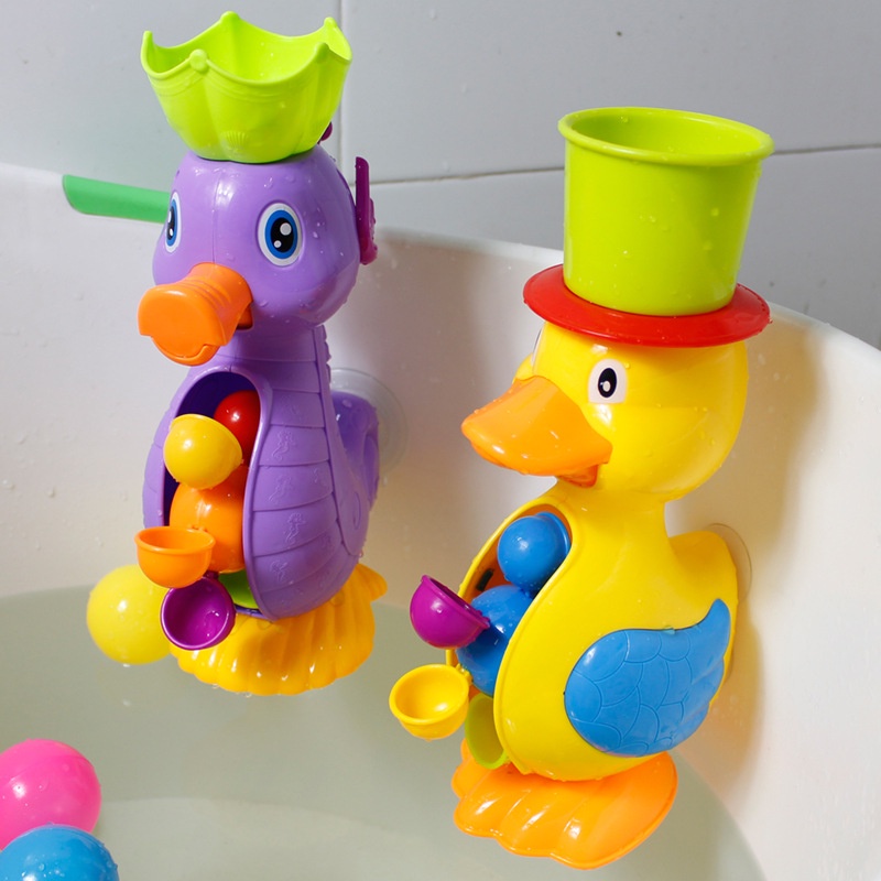 Kids Shower Bath Toys Cute Duck Waterwheel Dolphin Toys Baby Faucet Bathing Water Spraying Tool Wheel Type Dabbling Toy