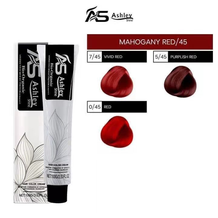 Ashley Shine Bio-Organic Hair Color Best recommend vivid Red (Red/Mahogany  Red/Violet) 100g AS-R801 | Shopee Philippines