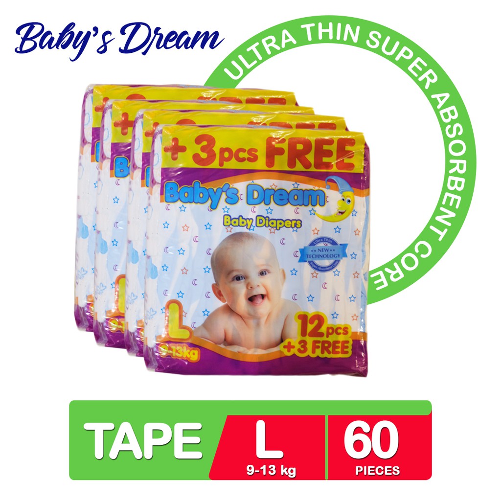 Baby S Dream Large 9 13 Kg 60 Pcs X 1 Pack 60 Pcs Tape Diapers Shopee Philippines
