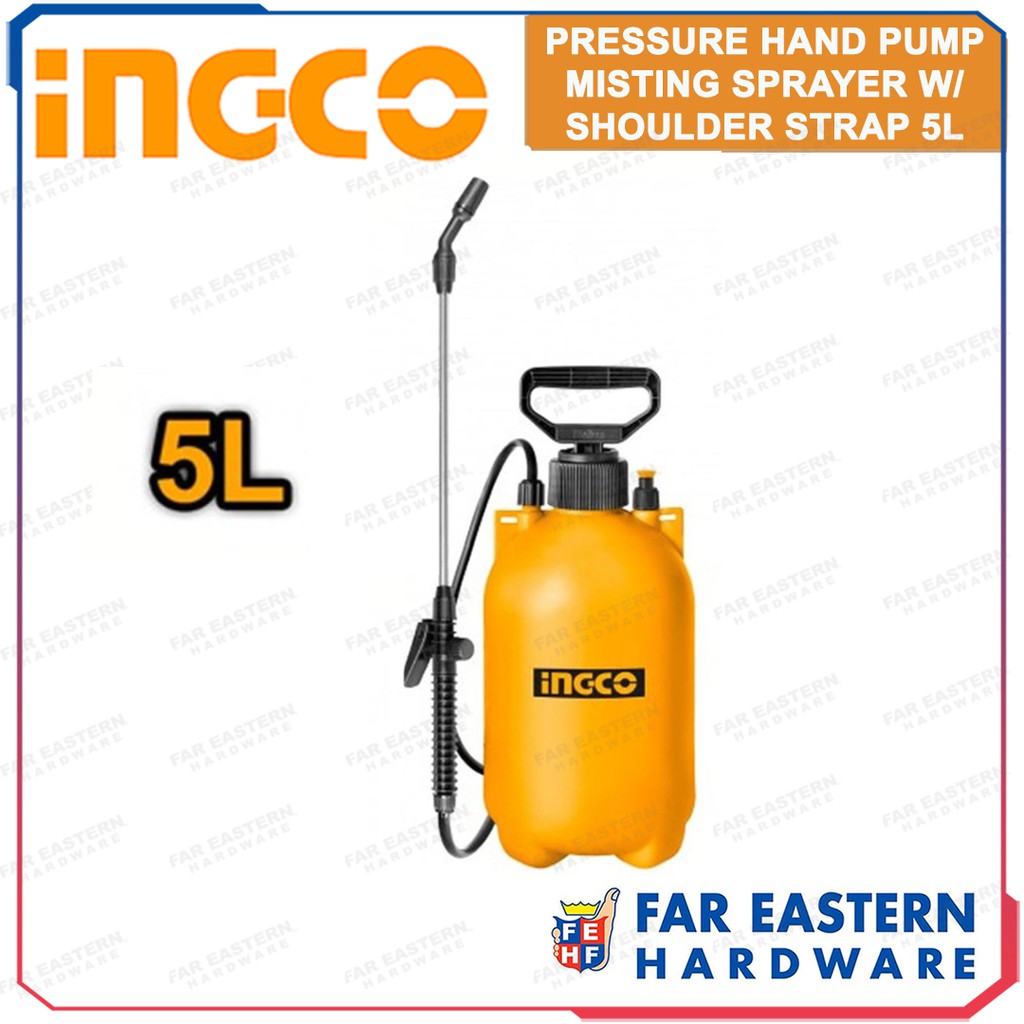 INGCO 5L Pressure Hand Pump Misting Sprayer with Shoulder Strap