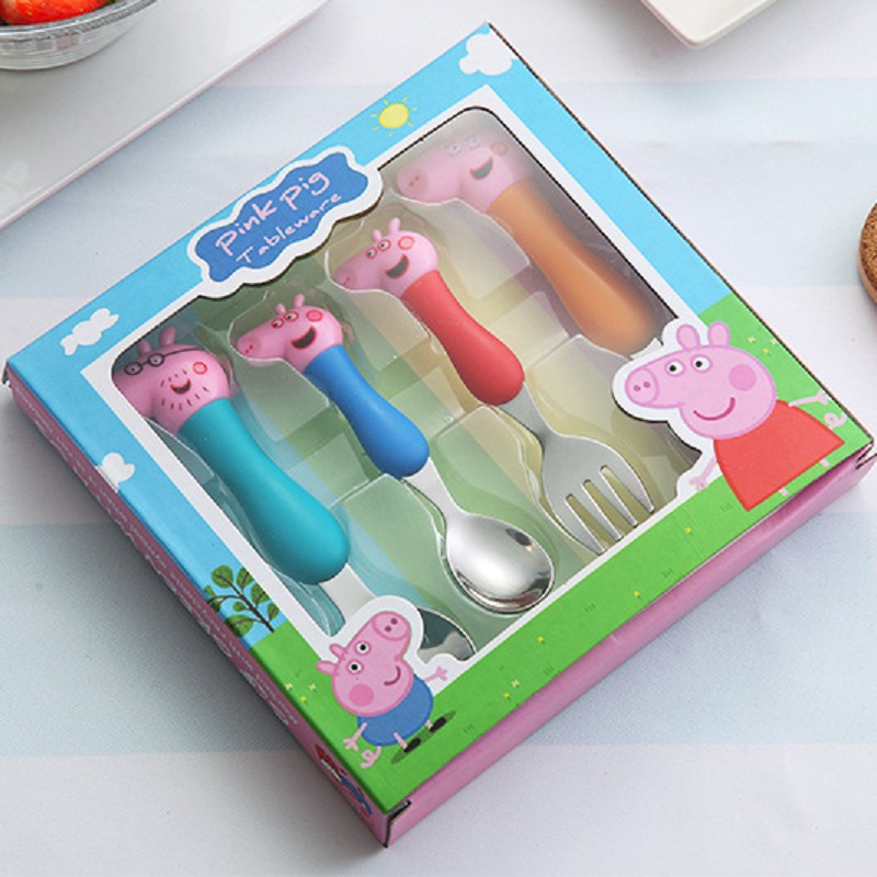 Peppa Pink Pig Spoon Fork Dining Family Cutlery George Tableware Toy 