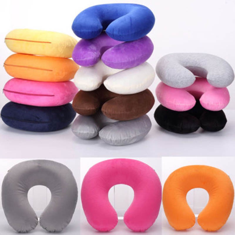 Headrest Soft U Shaped Cushion Air Flight Inflatable Neck Pillows Car