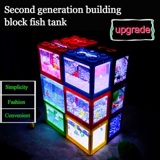 Mini Betta Aquarium With Light USB Building block Guppy Fish Tank