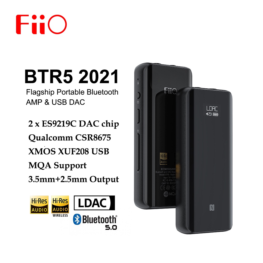 FiiO BTR5 2021 Dual ES9219C Bluetooth 5.0 MQA AMP USB DAC Headphone