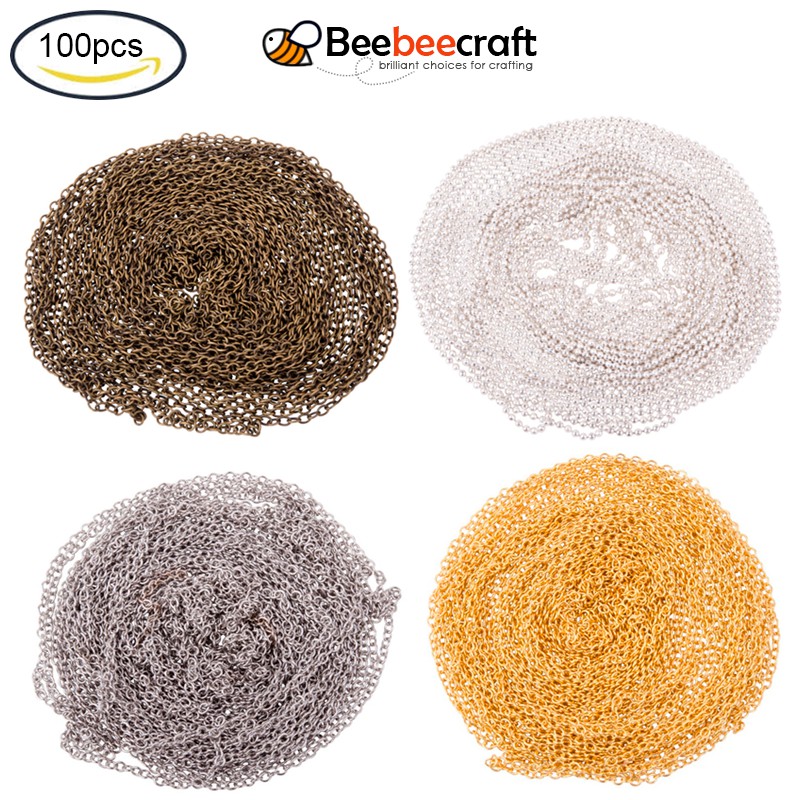 BeeBeecraft 4.5m Brass Twisted Chains Curb/Cable/Ball Chains Nickel