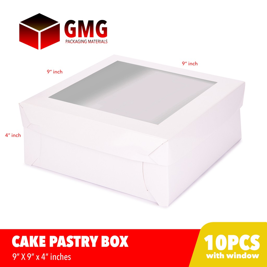 gmg-cake-pastry-box-w-window-glossy-finish-9-x-9-x-4-inches-10sets