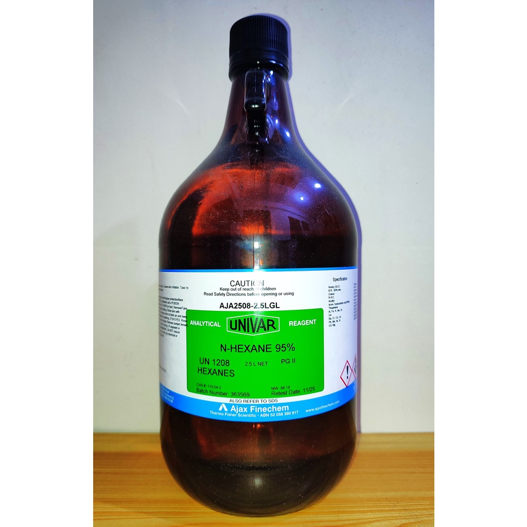 Hexane AR Laboratory Analytical Reagent ACS Grade 2.5L in Glass Bottle