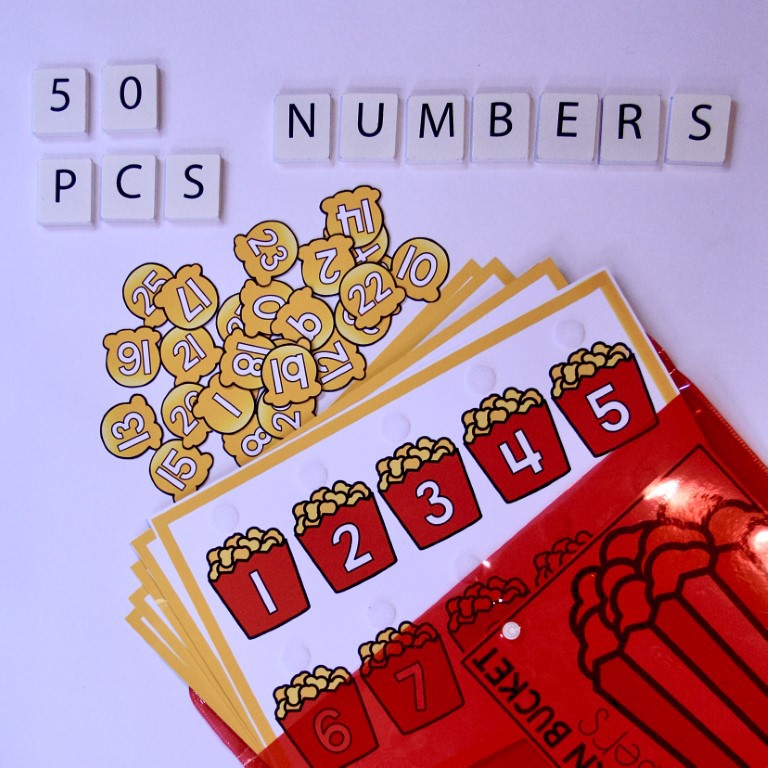 MATH FUN! Laminated Learning Materials Numbers Counting Popcorn