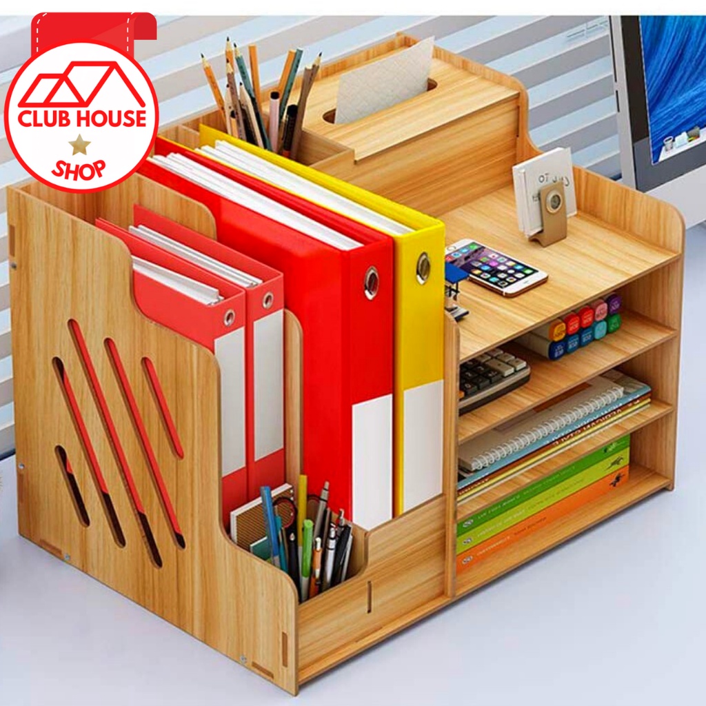 Wooden Desk Organizer, MultiFunctional DIY Pen Holder Box ORGANIZER
