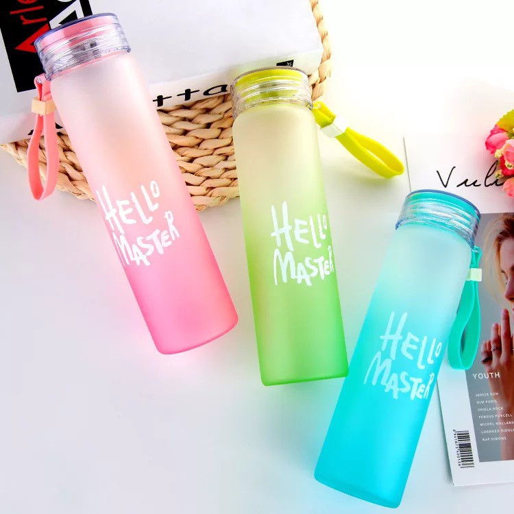 480ml Portable Gradient Color Frosted Water Tumbler Bottle Hello Msater ...