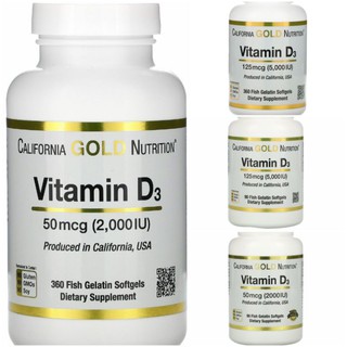 ✅ On Hand! California Gold Nutrition Vitamin D3 2000 IU or 5000IU, 360 Softgels