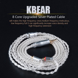 KBEAR 8 Core Upgraded Silver Cable 2pin/MMCX/QDC With 2.5/3.5/4.4 Earphone Cable For SE215 SE235 A10 C10 ZS10 ZST IM2 X6 KZ ZSN Pro ZS10 PRO ZSX C12