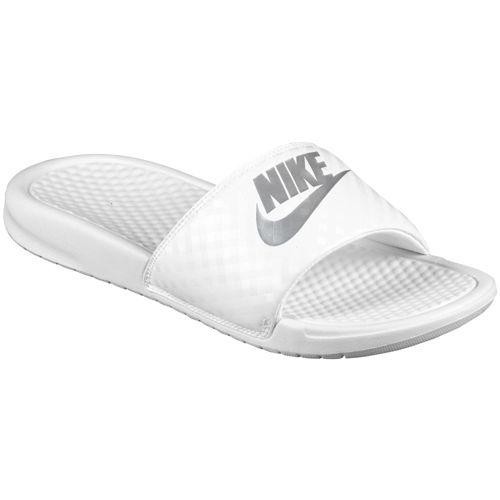 all white nike slippers