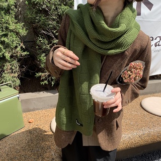 Retro wild true meaning ~ solid color small square wool knitted scarf female autumn and winter ins