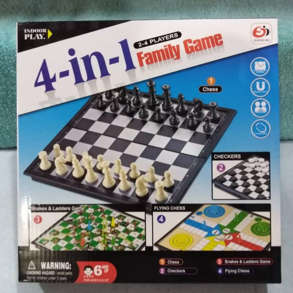4 in 1 Family Magnetic Folding Board Game Chess, Flying Chess, Snakes &  Ladders And Checkers | Shopee Philippines