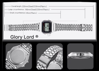 「Glord」5Style Led Digital Casio Vintage Stainless Steel Unisex Watch #9