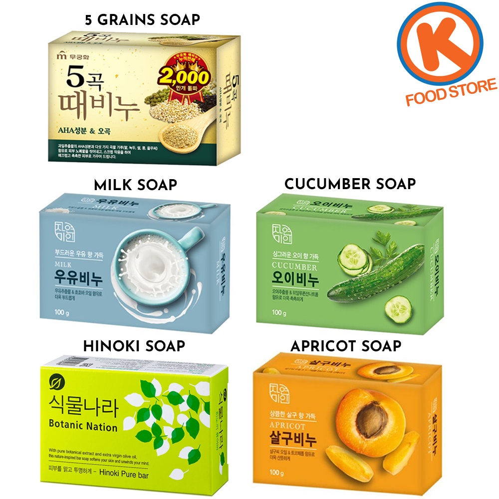 Korean Soap 100g (Milk,Cucumber,Apricot,Hinoki) Korean Products Korean