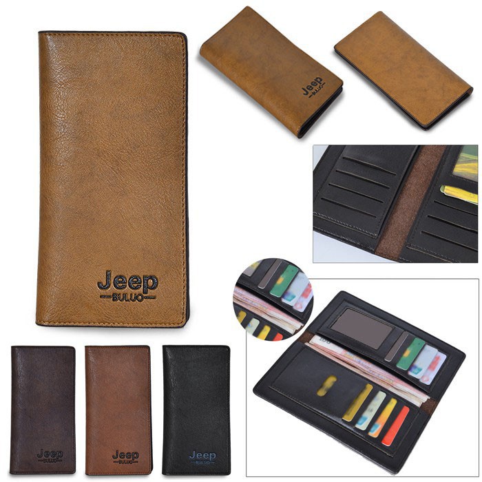 Jeep Men's Classic Long Credit Card / ID Leather Wallet Long Wallet For