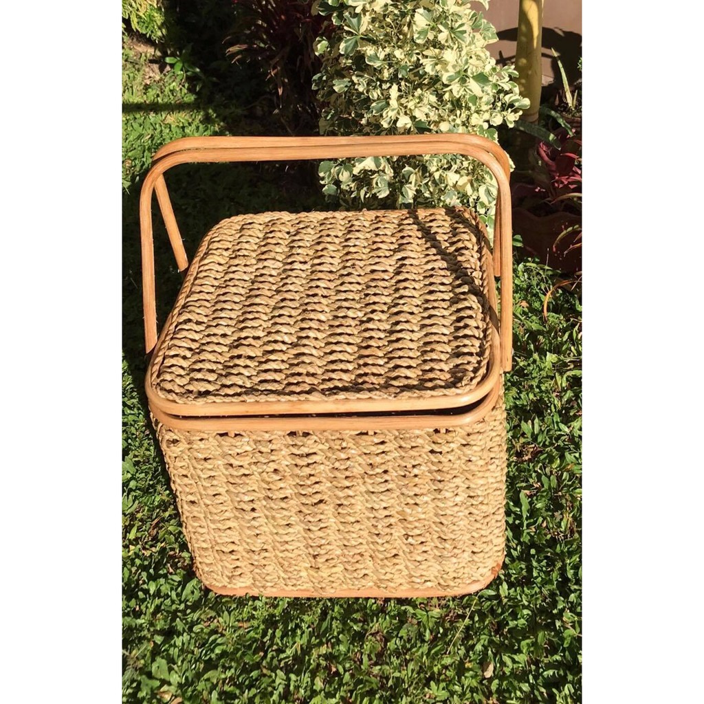High Quality Rattan Picnic Basket with cover_16x14x12inches Shopee