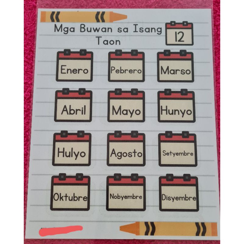 Mga Buwan sa Isang Taon Educational Chart for K3 presyo ₱47