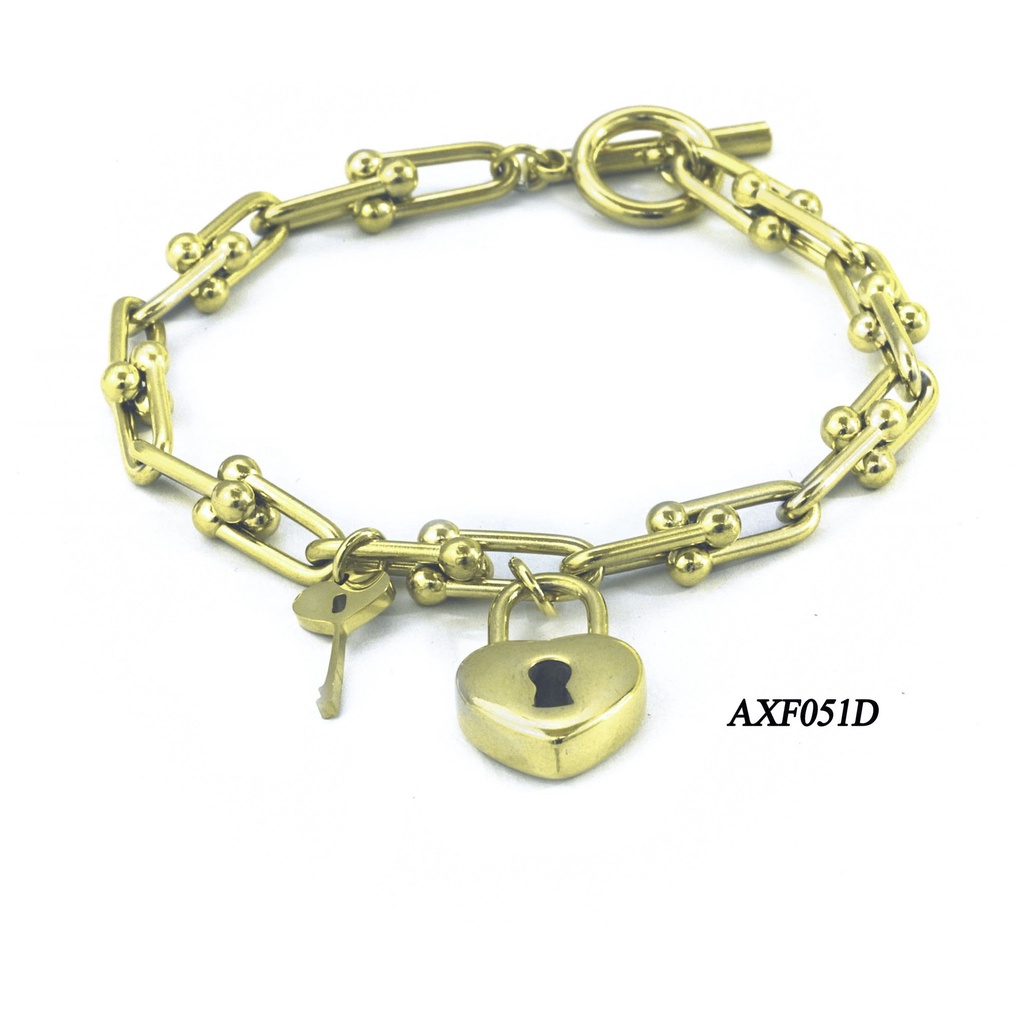 RLC Hardware Chain/Heart w/key pendant bracelet High quality gold