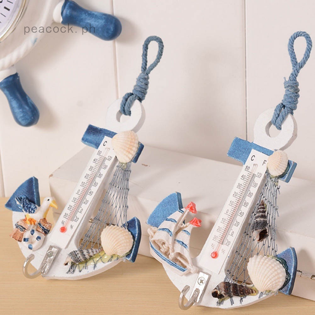 1x Anchor Shape Wall Hook Home Wood Door Hanger Nautical Conch