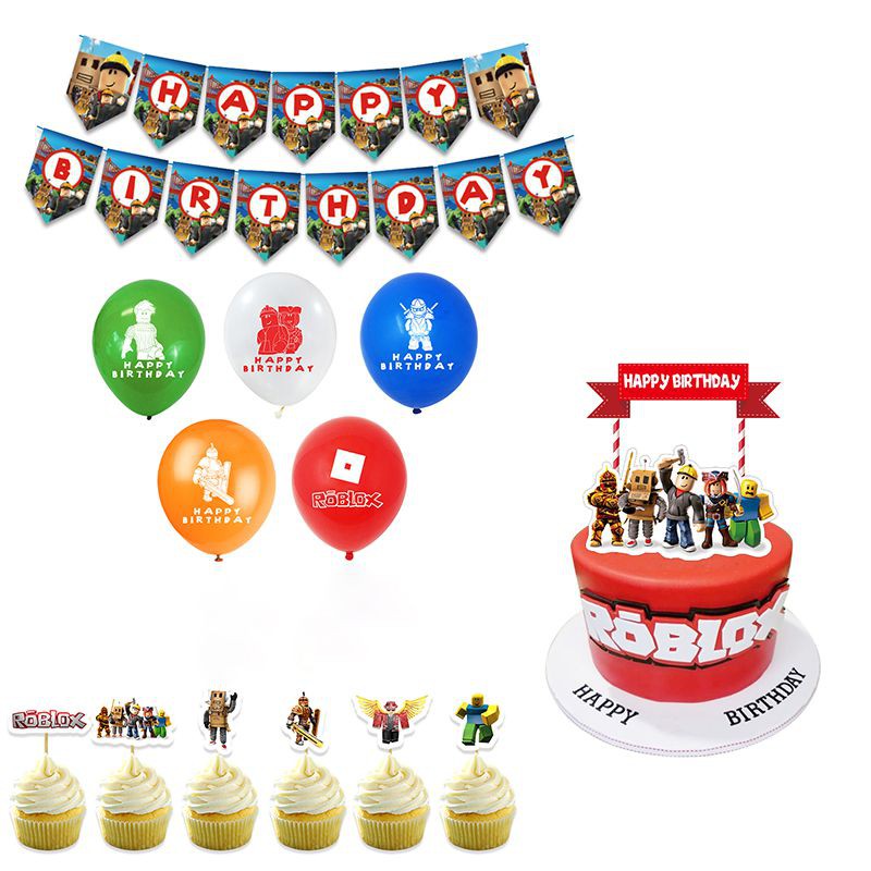 Game Roblox Balloons Birthday Party Supplies Banner Cake Toppers Party Decor Kit Shopee Philippines - roblox make a cake event