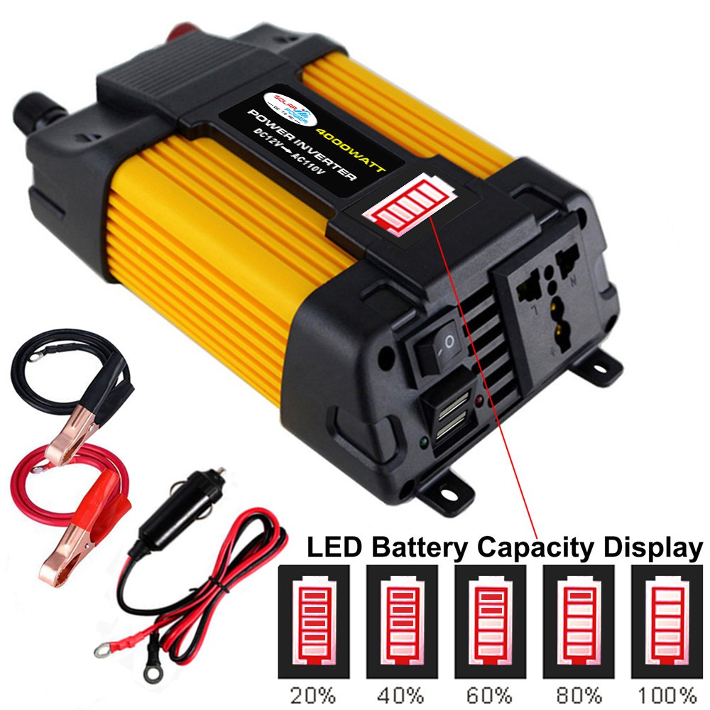4000W/6000W Sine Wave Yellow Car Power Inverter 12V to 110V 220V Auto