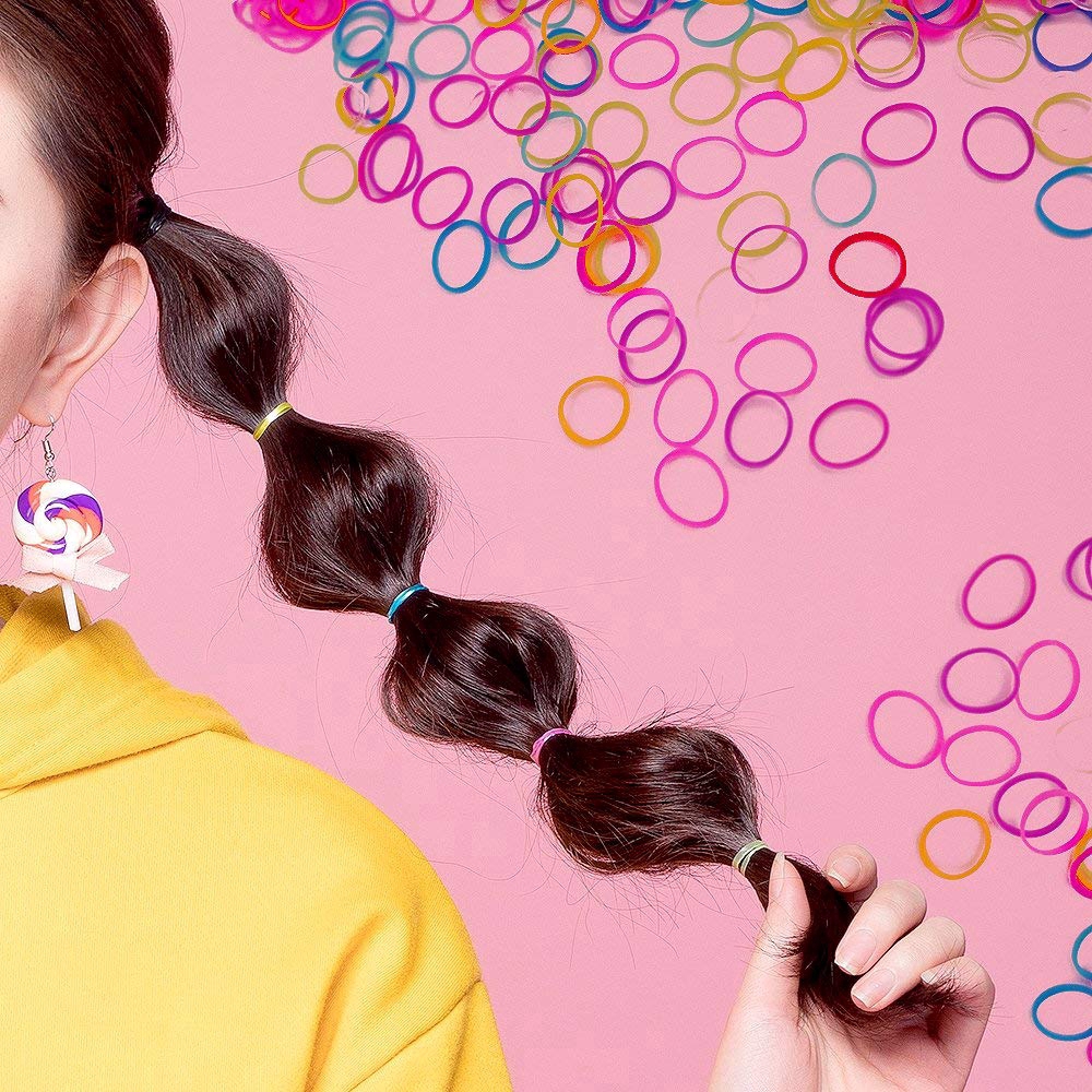 200pcs Mini Elastic Hair Bands Girls Cute Rubber Hair Ties