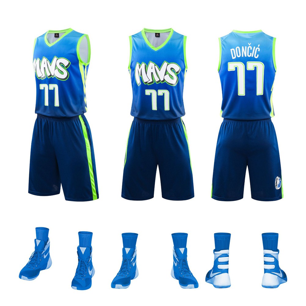 City Version Jersey Set Dallas Mavericks 77 Doncic Basketball Clothes