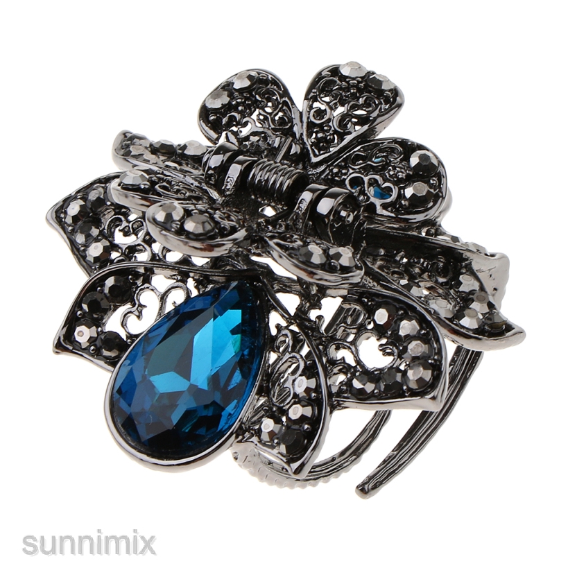 Metal Hair Clip Clamp Butterfly Flower Claw Diamante Crystals for Thick Hair