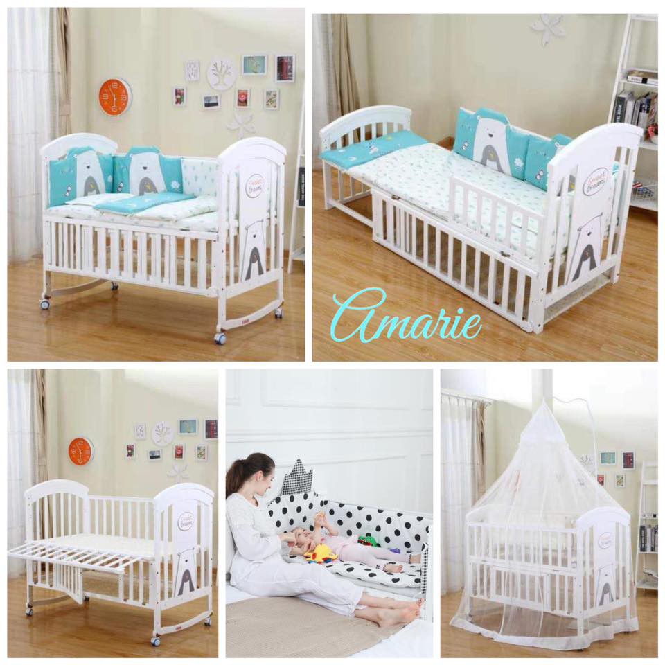 Amarie Convertible 5 In 1 Full Size Wooden Crib With Storage