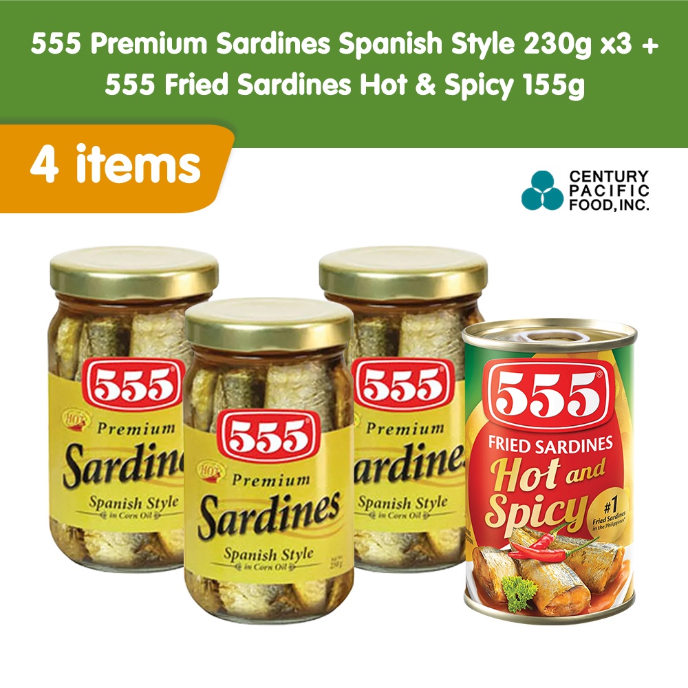 555 Premium Sardines Spanish Style 230g X3 555 Fried Sardines Hot