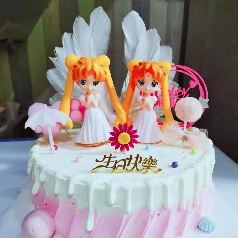 4pcs Sailor Moon Creative Cake Decoration Set Water Moon Warrior Cake Decoration Birthday Decoration Girl Birthday Cake Shopee Philippines