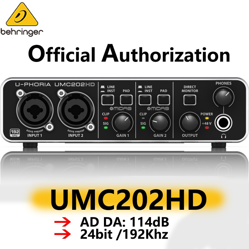 Behringer UMC202HD Audio Interface Sound Card Electric Guitar Live Recording External