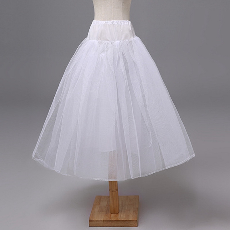 Children 3 Layers Adjustable Hoopless Petticoat for Girls Kids Long Cosplay Party Crinoline Slip